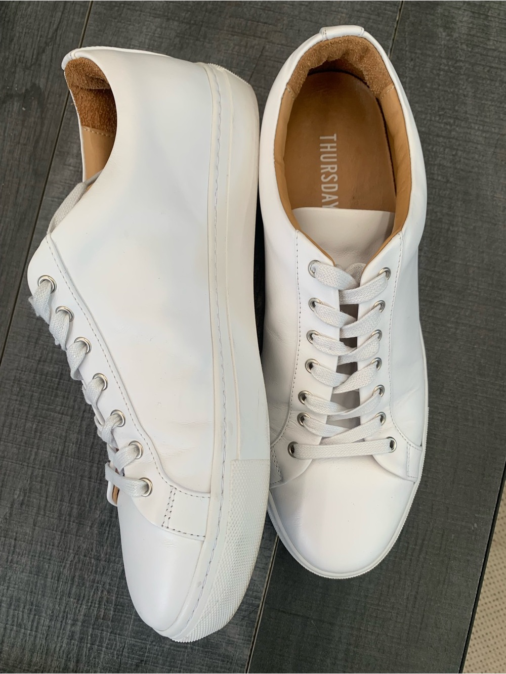 Thursday Boot Company White Leather Low-Top Sneakers